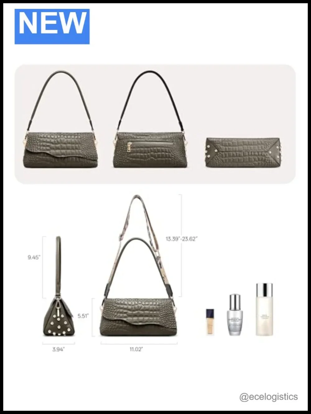 Genuine Leather Shoulder Bag Women Handmade Crocodile Pattern Purse